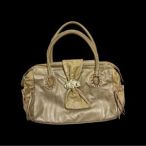 Rare CHI by Carlos Falchi Gold Lambskin & Snakeskin Shoulder Bag - Free Shipping
